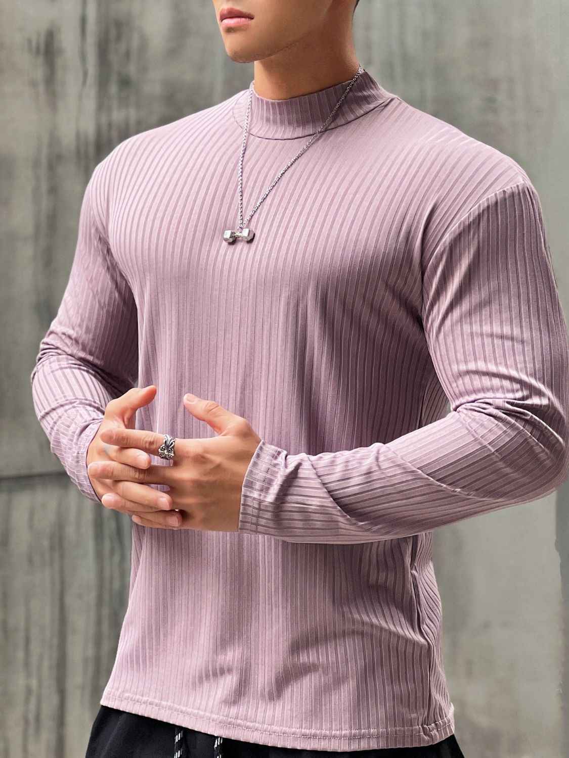 Men's Mock Neck Long Sleeve T-Shirt - Damned Threads